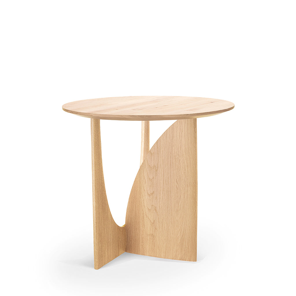 Ethnicraft Oak Geometric Side Table