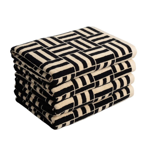 BAINA Organic Cotton Pool Towel WILLIS Sand and Noir