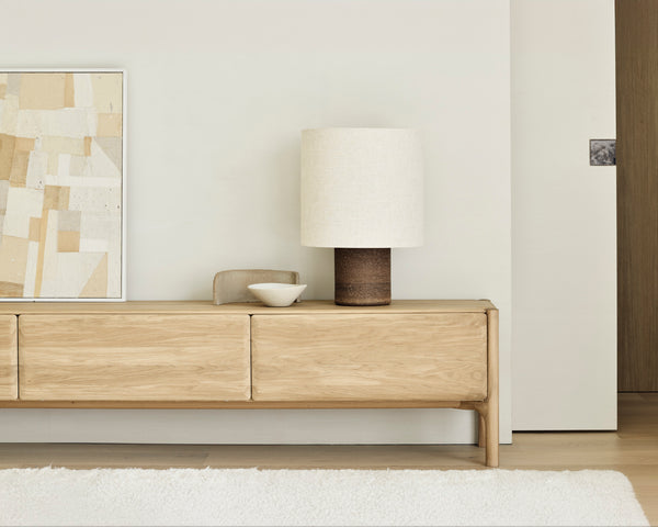 Ethnicraft Oak PI TV Cupboard - 1 Flip-down Door/2 Drawers