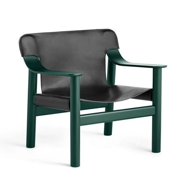 HAY Bernard Chair Black Leather Green painted Beech Open Room