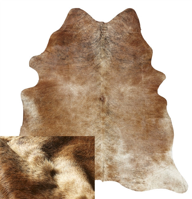 Small Natural Solid Beige Cowhide Rug